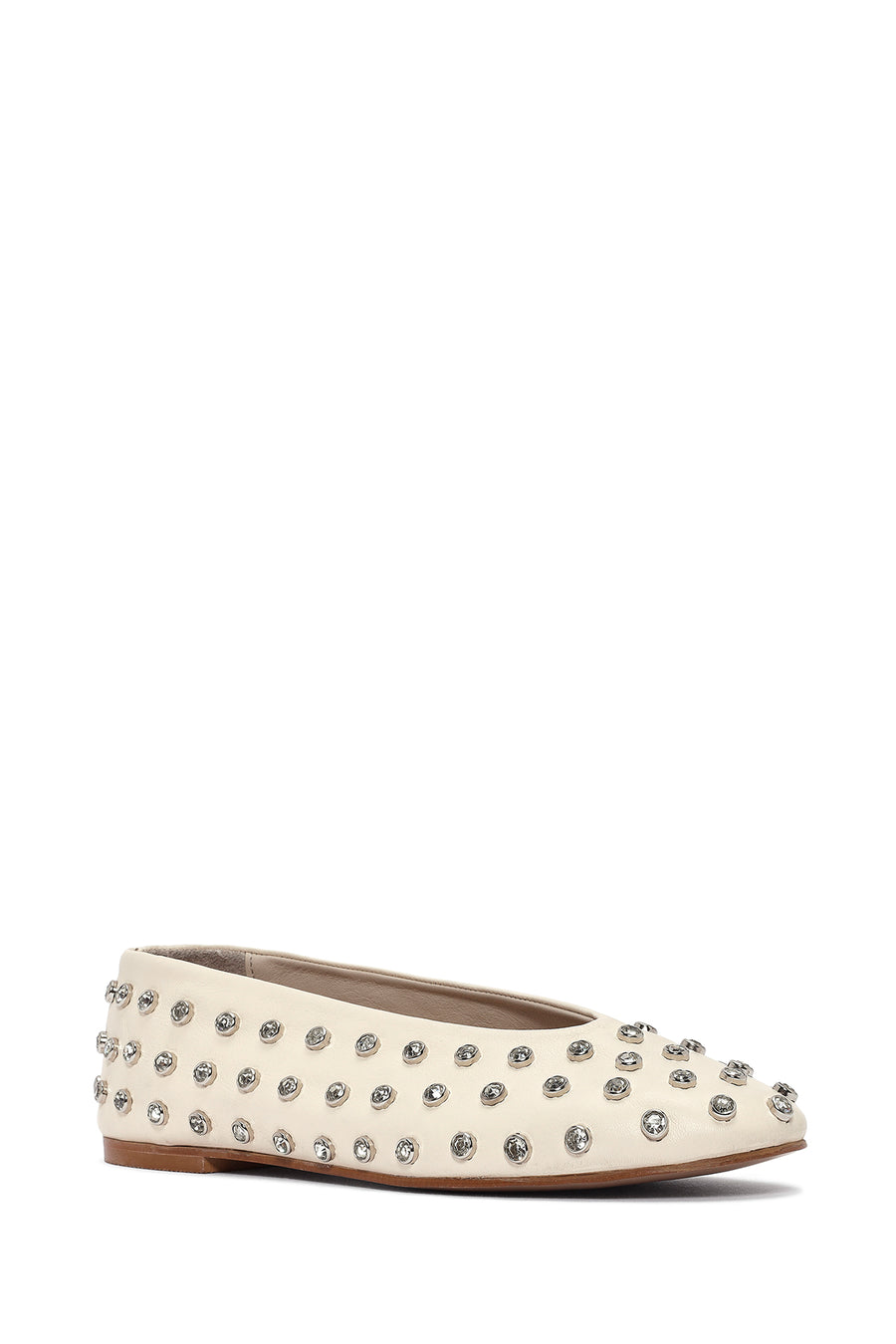 Women's Cream Stoned Ballerinas