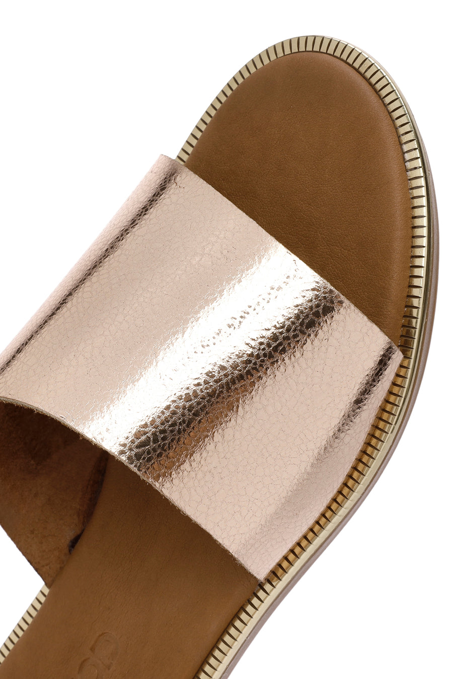 Women's Pink Metallic Leather Slippers