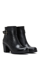 Women's Leather Buckle Heeled Boots | Derimod