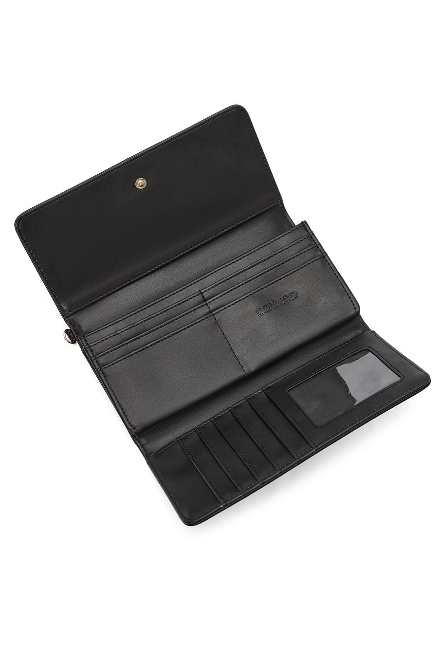 Women's Black Wallet with Strap Detail