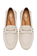 Women's Beige Leather Loafer | Derimod