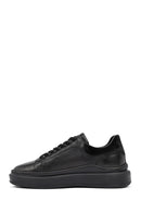 Erkek Siyah Bağcıklı Kalın Tabanlı Deri Sneaker | Derimod