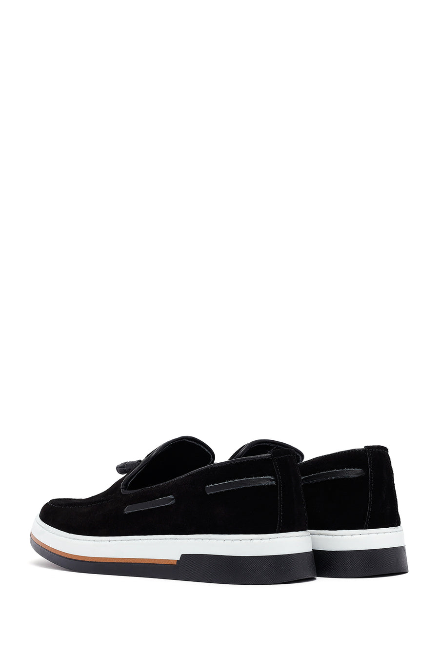 Erkek Siyah Püsküllü Süet Deri Casual Loafer