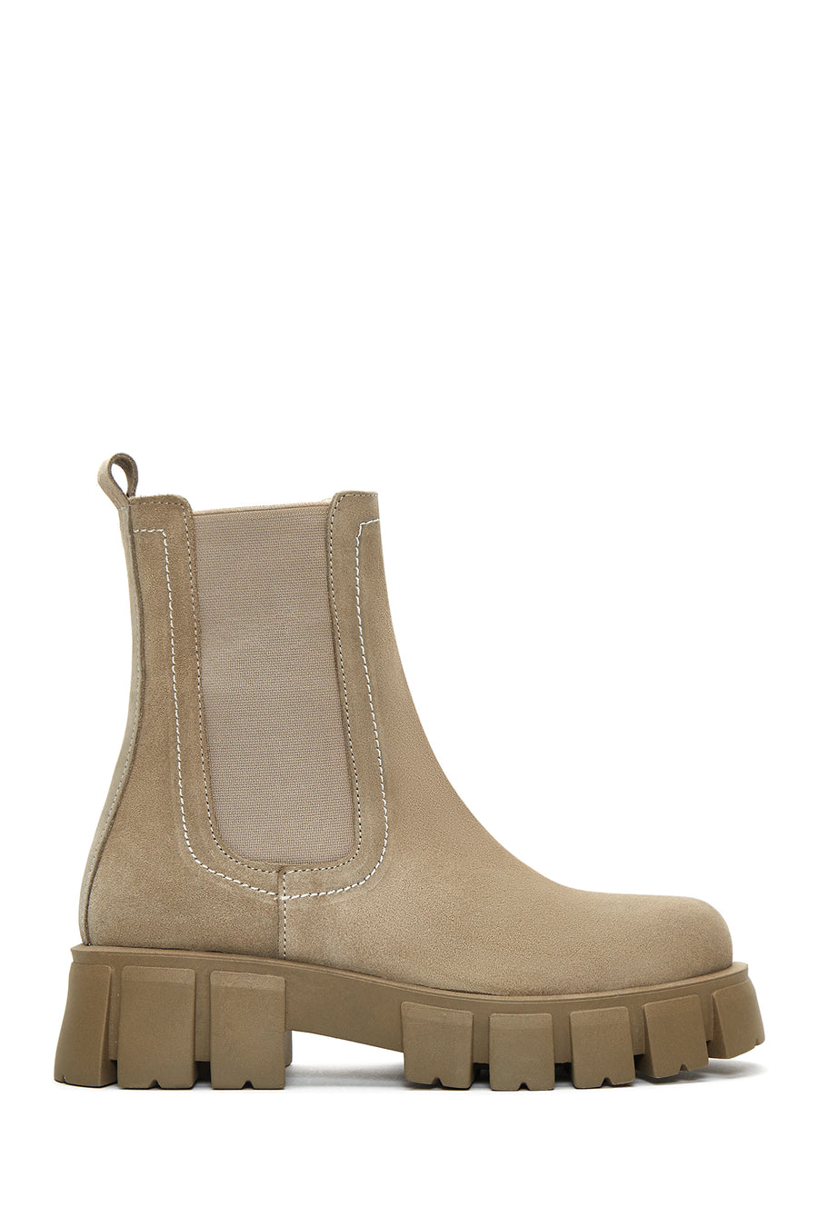 Women's Beige Suede Leather Chelsea Boots 22WFD195510 | Derimod