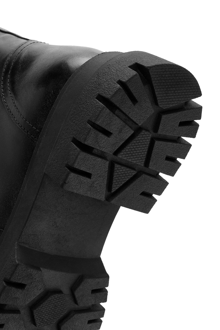 Women's Black Lace-Up Zipper Detailed Leather Combat Boots