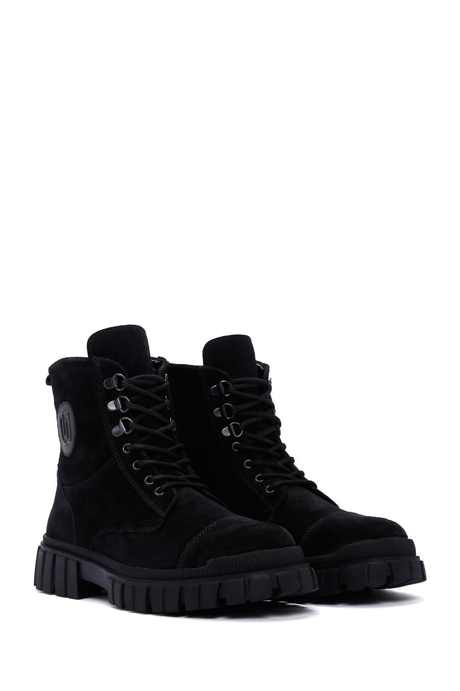 Men's Black Zippered Suede Leather Casual Boots