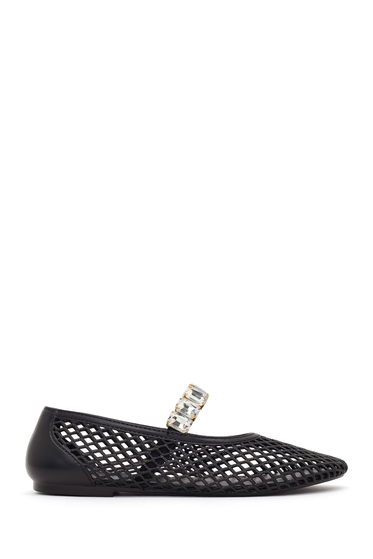Women's Black Jelly Ballet Flats with Rhinestones 26SFE4756PV | Derimod