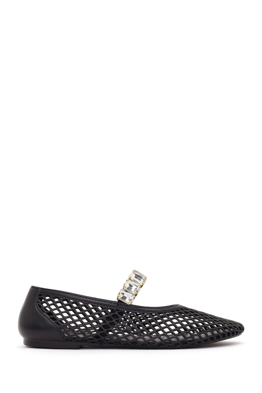 Women's Black Jelly Ballet Flats with Rhinestones 26SFE4756PV | Derimod