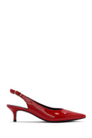 Women's Red Open Back Low Heel Patent Leather Shoes | Derimod