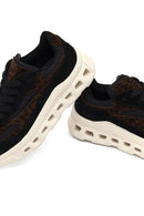 Women's Black Lace-Up Thick-Soled Leather Sneaker | Derimod