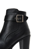 Women's Leather Buckle Heeled Boots | Derimod