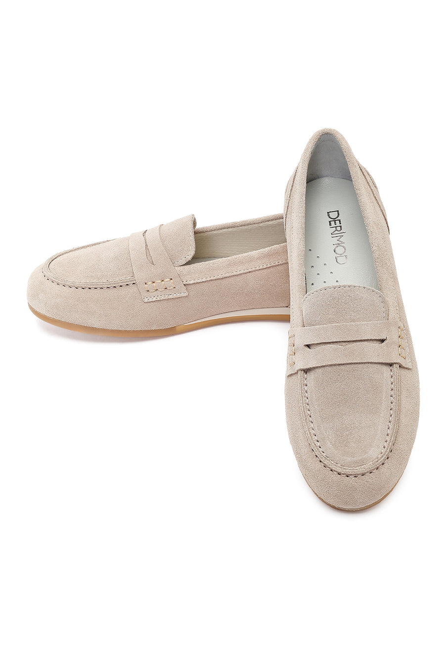 Women's Beige Suede Leather Loafer
