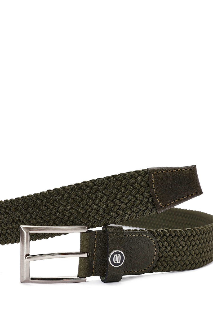 Erkek Yeşil Örgülü Deri Kemer