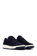 Men's Navy Blue Suede Leather Sneaker | Derimod