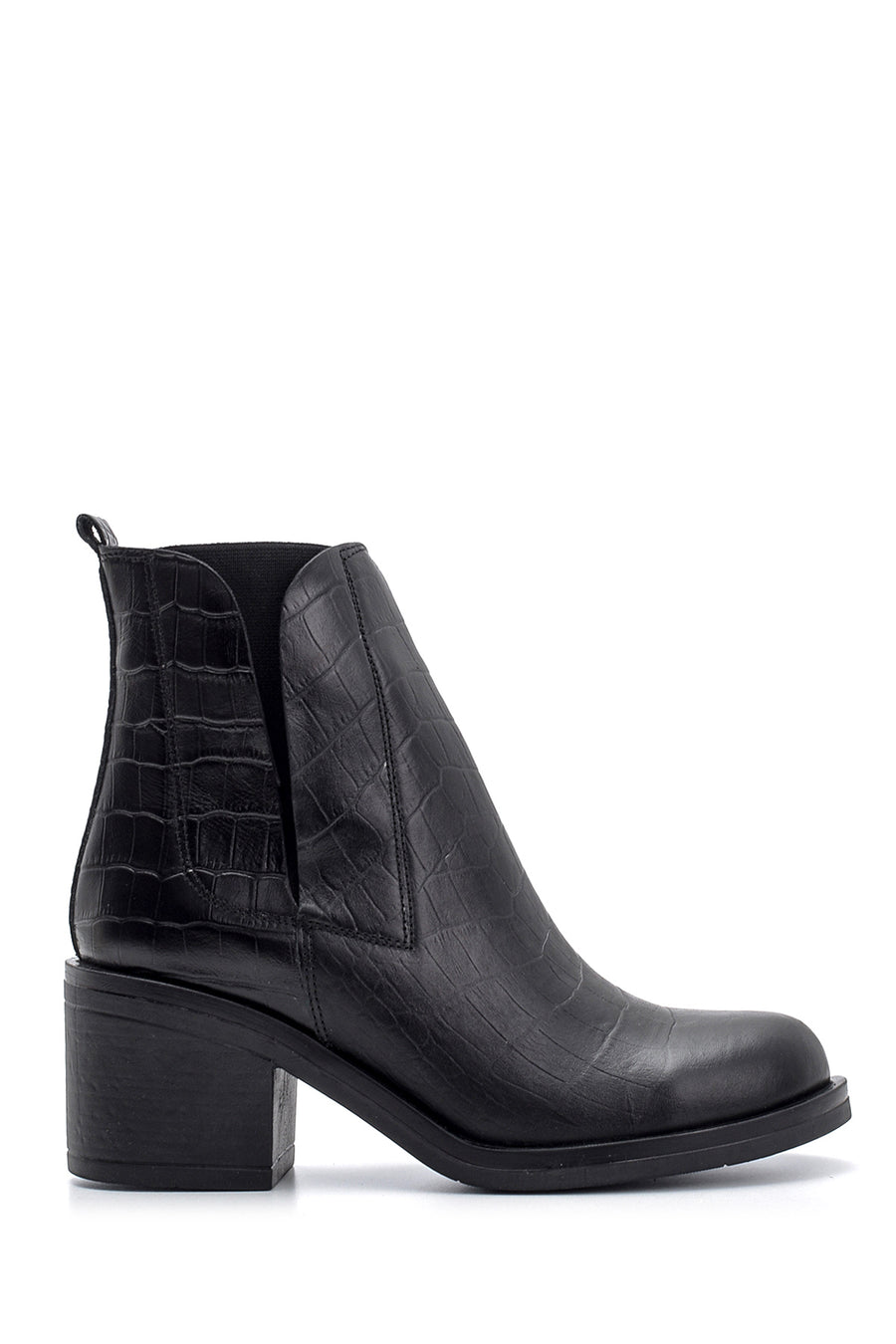 Women's Crocodile Patterned Heeled Leather Boots 19WFD2241E3 | Derimod