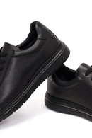 Erkek Siyah Bağcıklı Deri Sneaker | Derimod