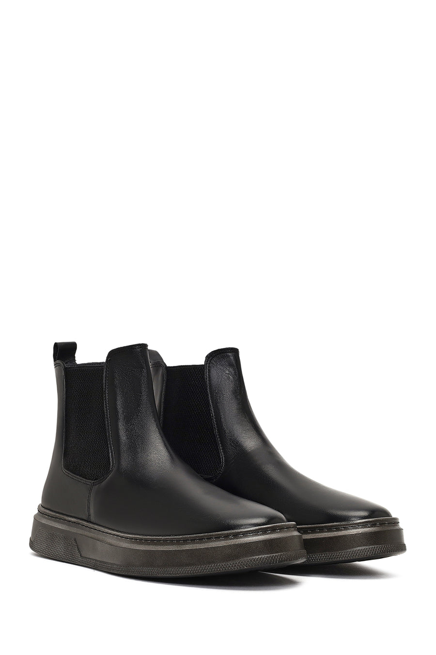 Men's Black Thick-Soled Leather Chelsea Boot