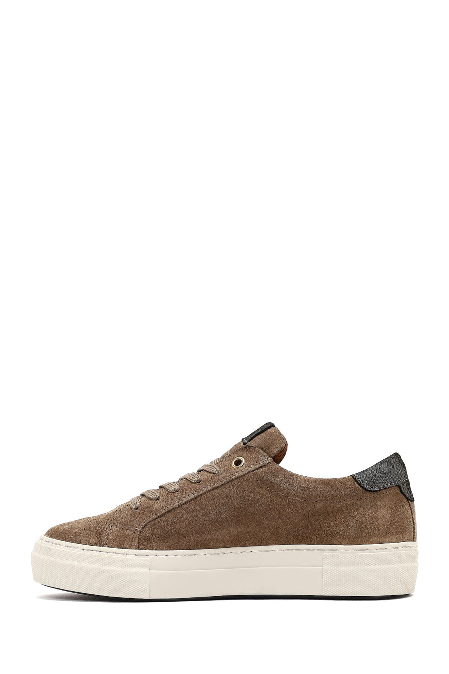Woman Beige Lace-Up Suede Leather Sneaker