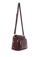 Women's Claret Red Long Strap Crocodile Crossbody Bag | Derimod