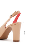 Kadın Bej  Deri Topuklu Ayakkabı | Derimod