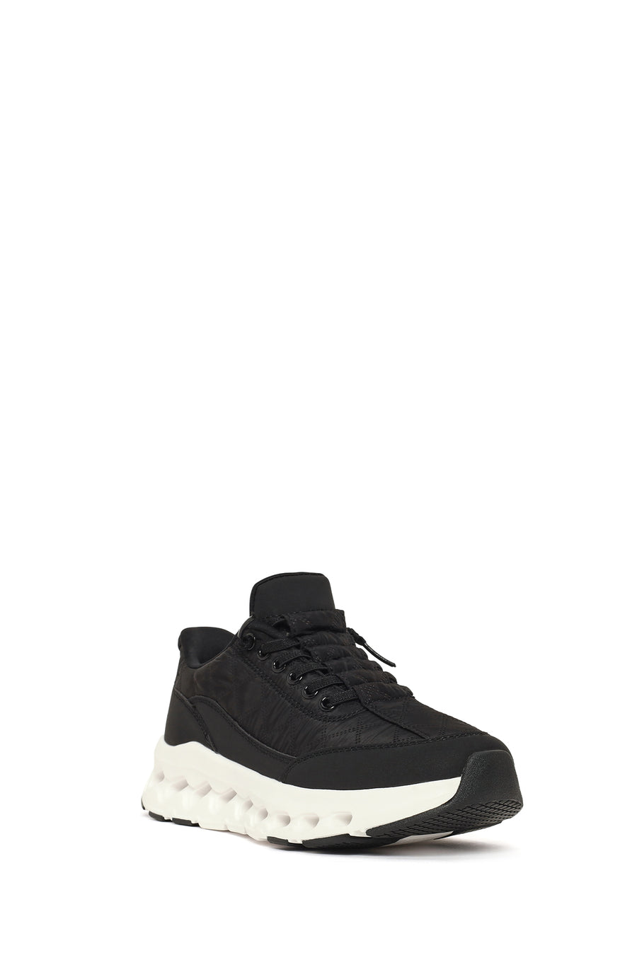 Woman Black Lace-Up Thick-Soled Sneakers