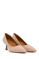Woman Beige Thin-Heeled Leather Stiletto | Derimod