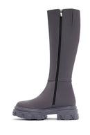 Women's Gray Zippered Thick Soled Boots | Derimod