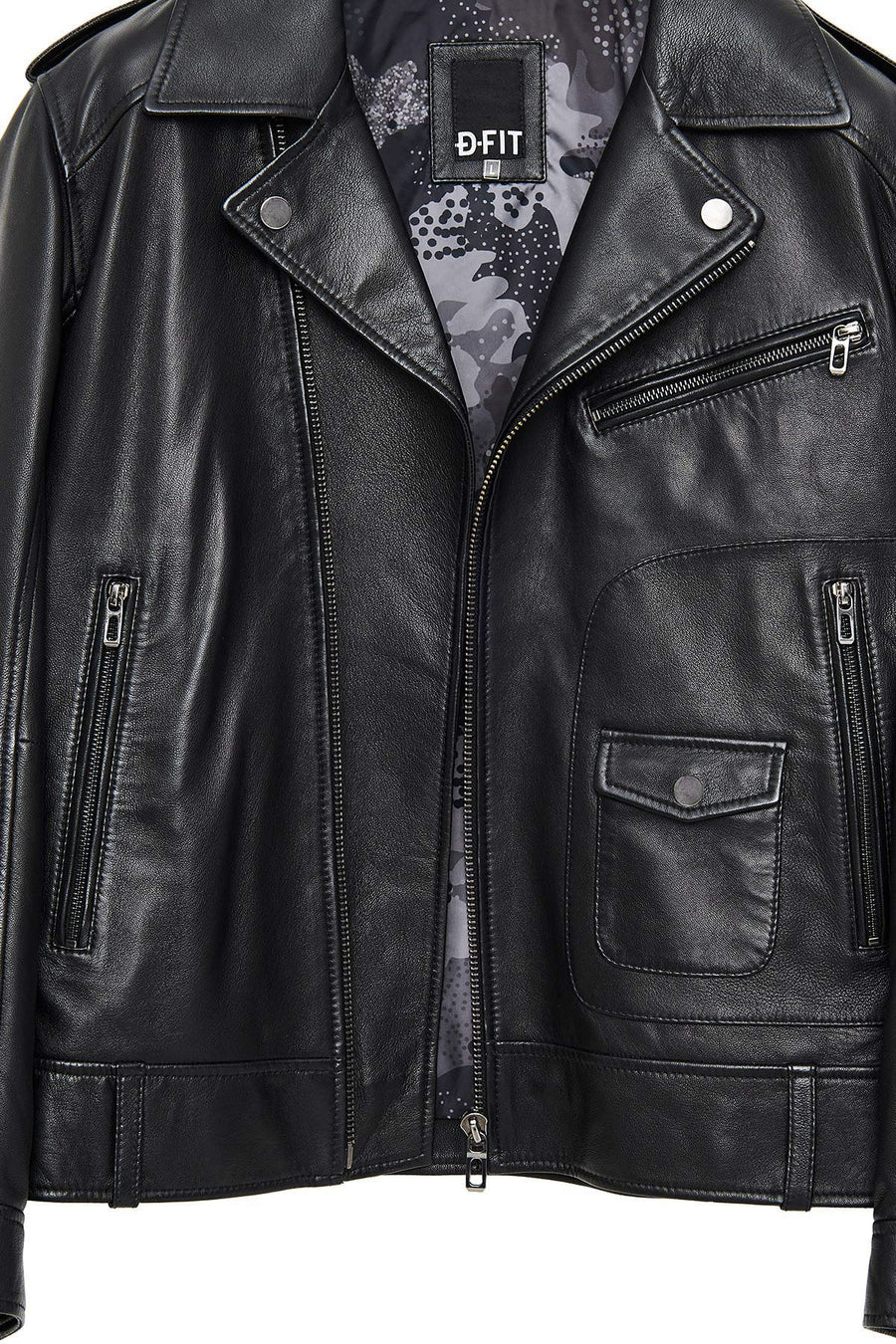 Carter Men's Black Biker Leather Coat