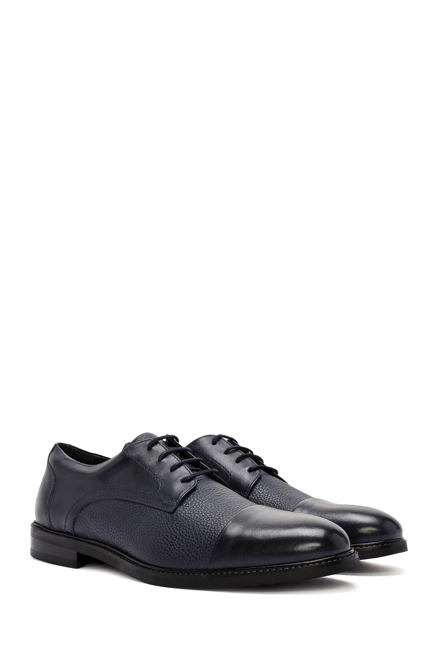 Men's Navy Blue Lace-Up Leather Classic Shoes