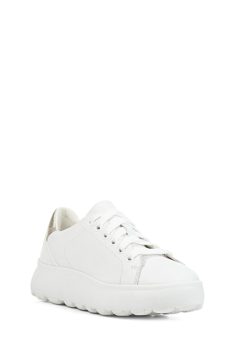 Geox Women's White Spherica Ec4.1 Leather Lace-Up Sneaker