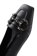 Women's Black Stone Leather Loafer | Derimod