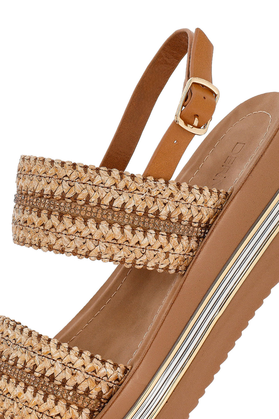 Women's Brown Thick Soled Braided Sandals