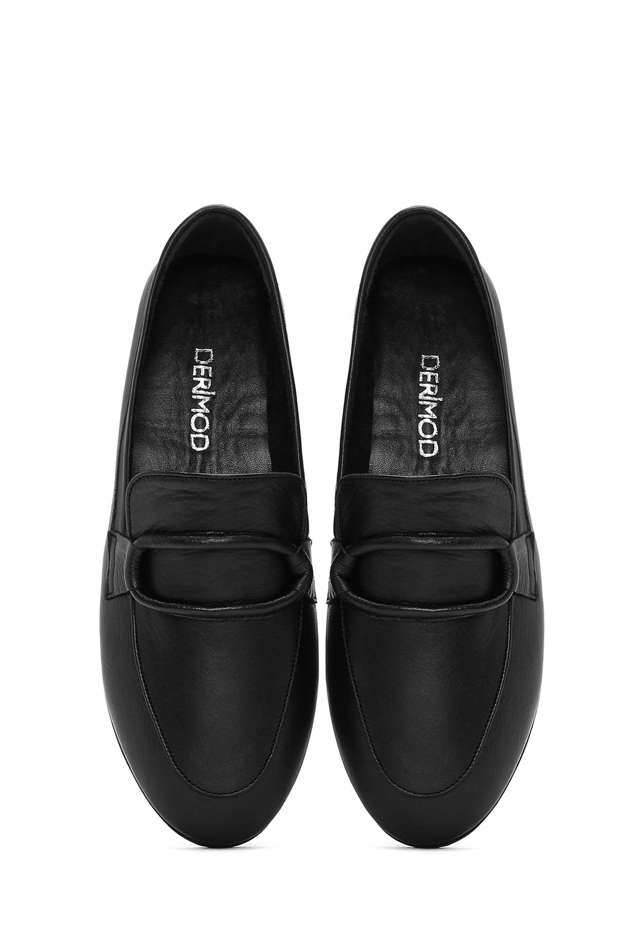 Women's Black Leather Masculine Loafer