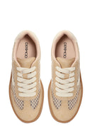 Women's Mink Lace-Up Fabric Sneaker | Derimod