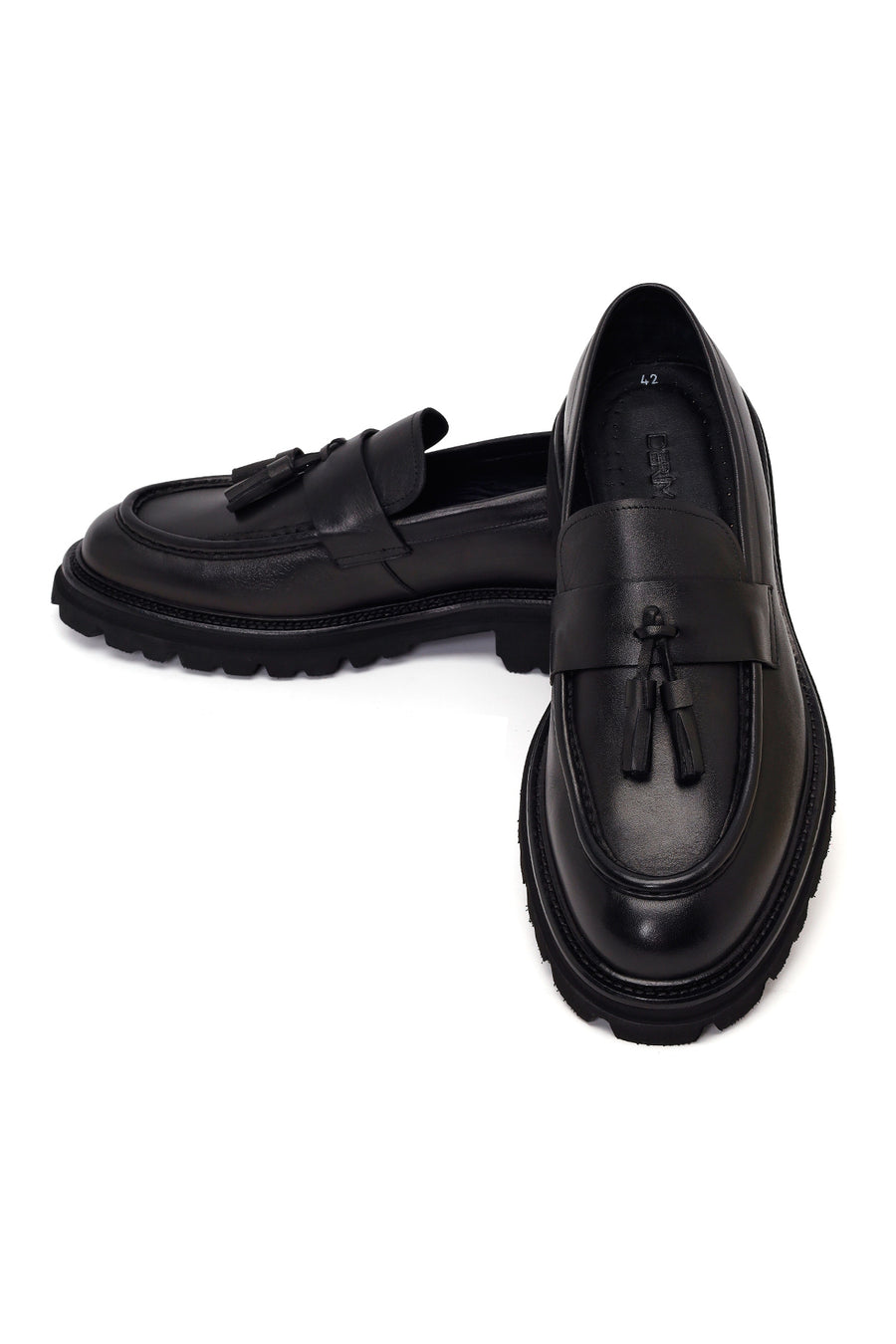 Male Black Tasselled Leather Casual Loafer
