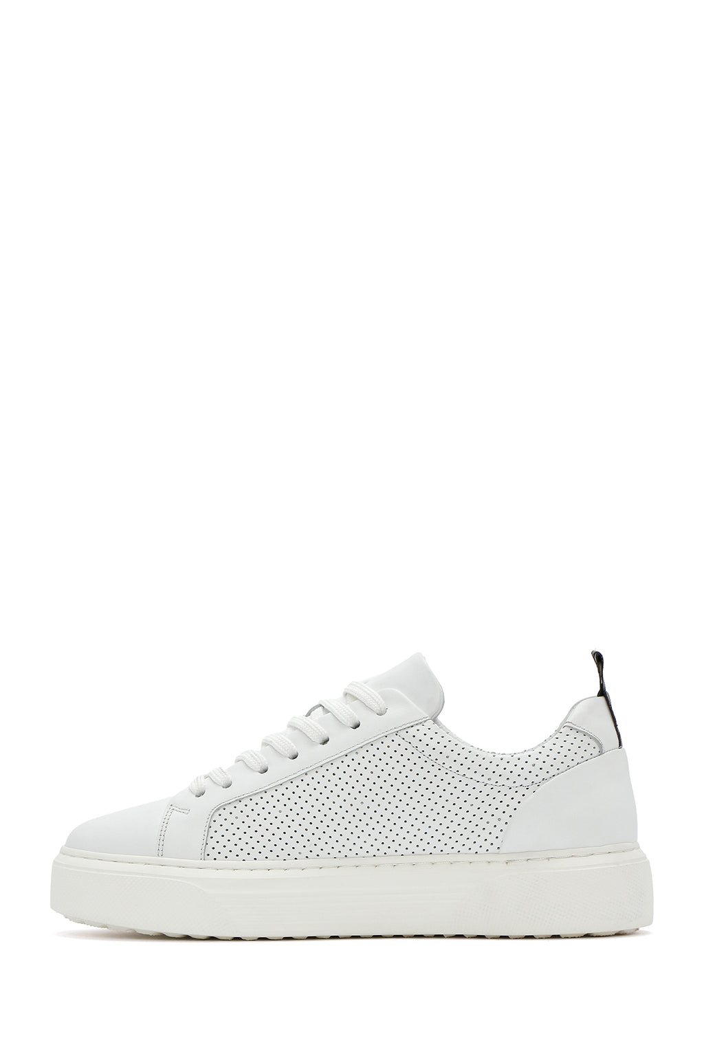 Erkek Beyaz Bağcıklı Deri Sneaker