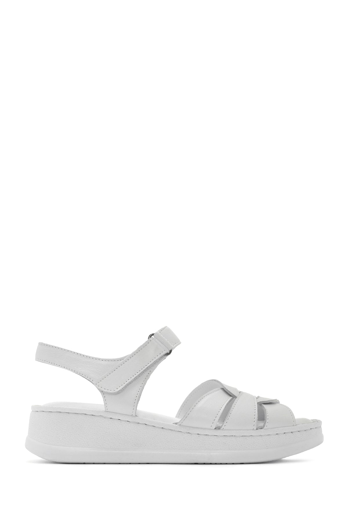 Women's White Strappy Thick Soled Leather Comfort Sandals 25SFD321418 | Derimod