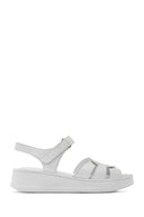 Women's White Strappy Thick Soled Leather Comfort Sandals | Derimod
