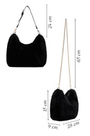 Women's Black Long Strap Plush Shoulder Bag | Derimod