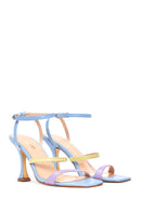 Women's Multicolored Leather Heeled Sandals | Derimod