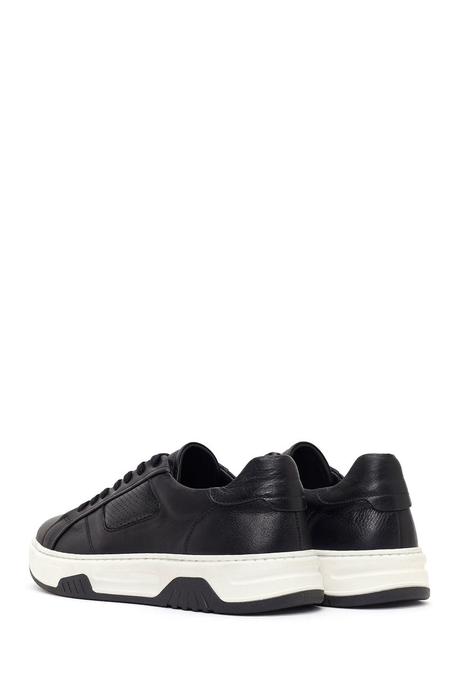 Men's Black Thick Sole Lace Up Leather Sneaker