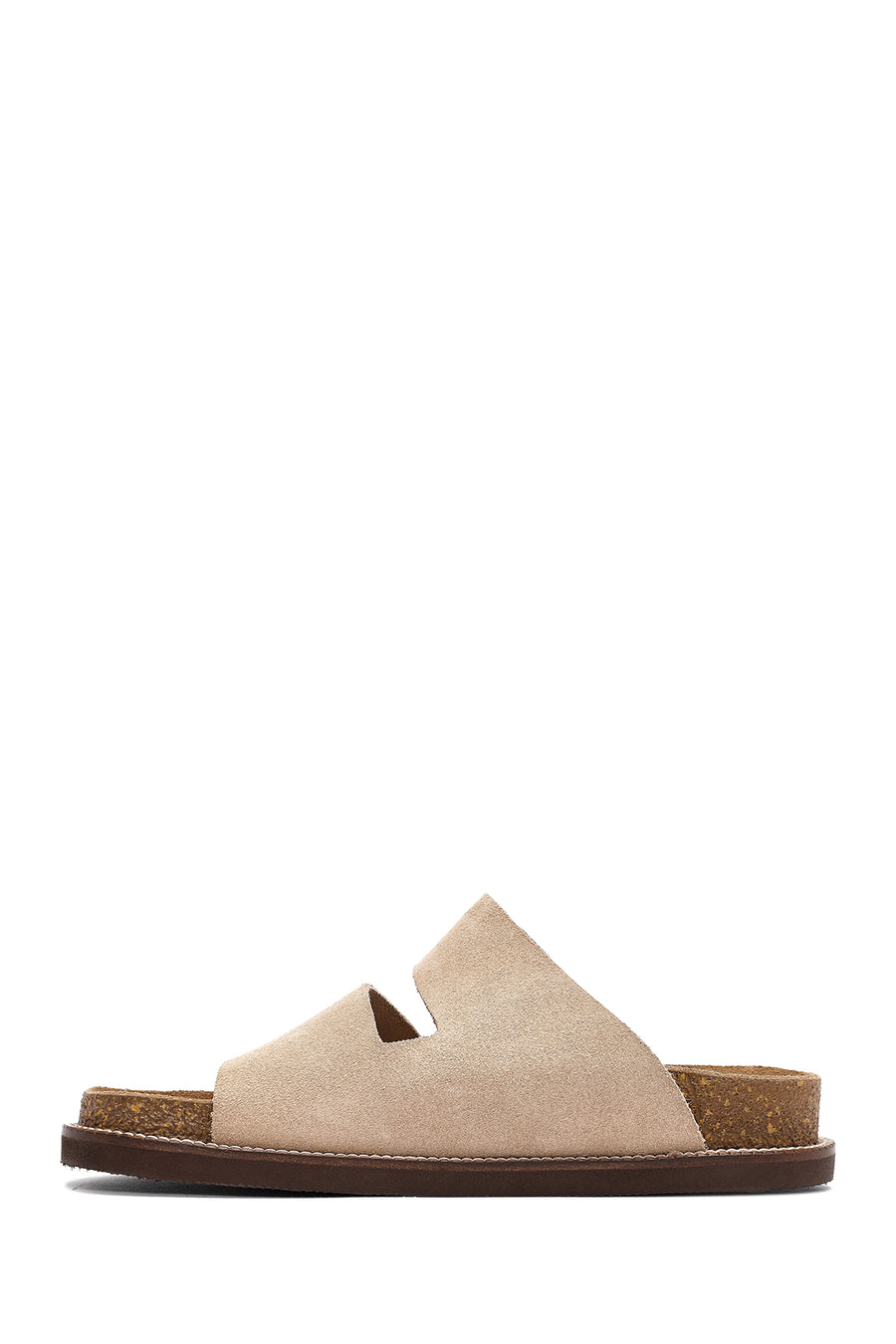 Women's Beige Buckle Suede Leather Slippers