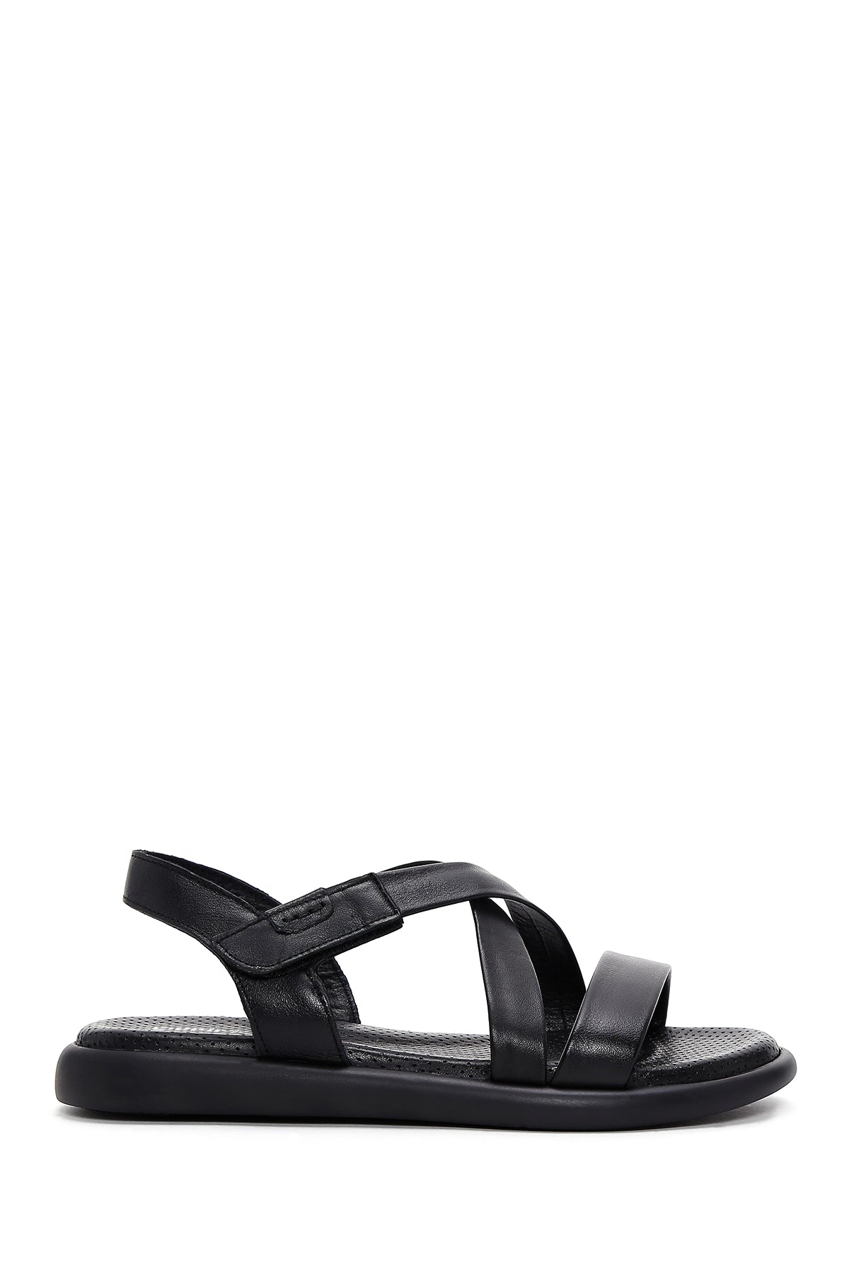 Women's Black Ankle Strap Leather Comfort Sandals 24SFD361018 | Derimod