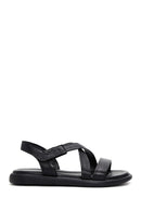 Women's Black Ankle Strap Leather Comfort Sandals | Derimod