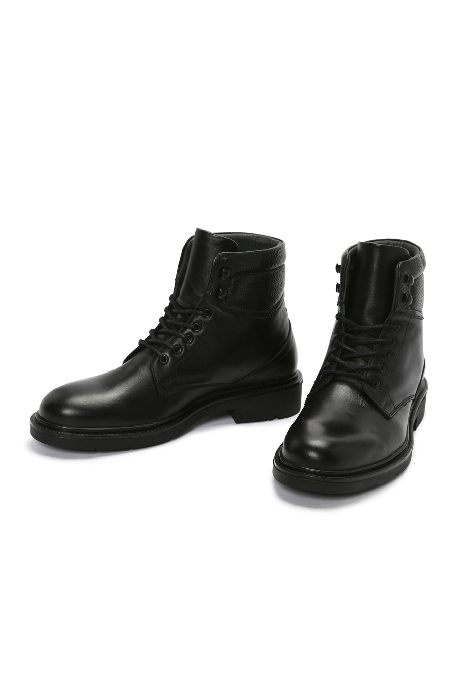 Men's Black Lace-Up Leather Boots