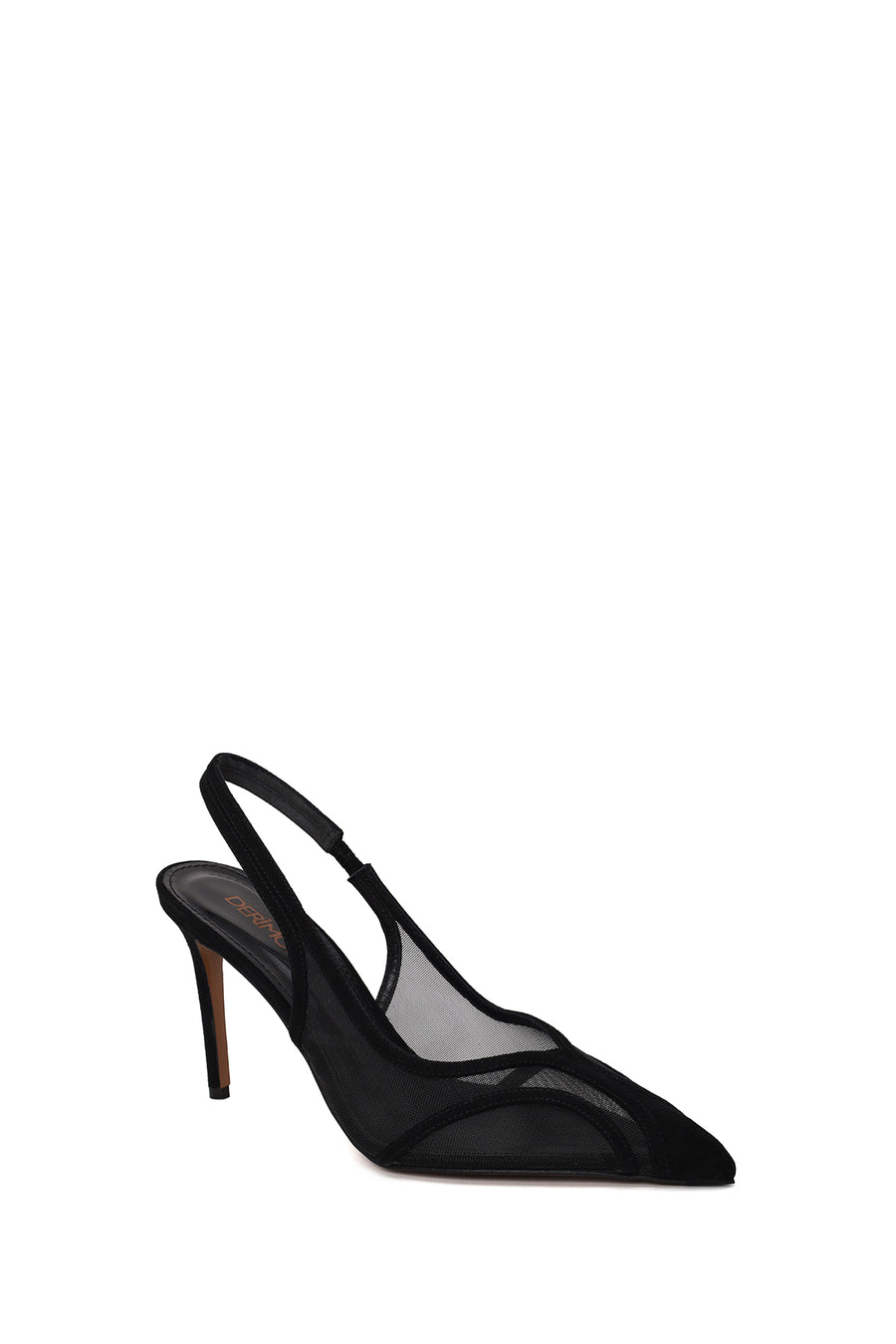 Woman Black High Thin Heeled Backless Suede Shoes