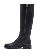 Woman Black Zippered Leather Boot | Derimod