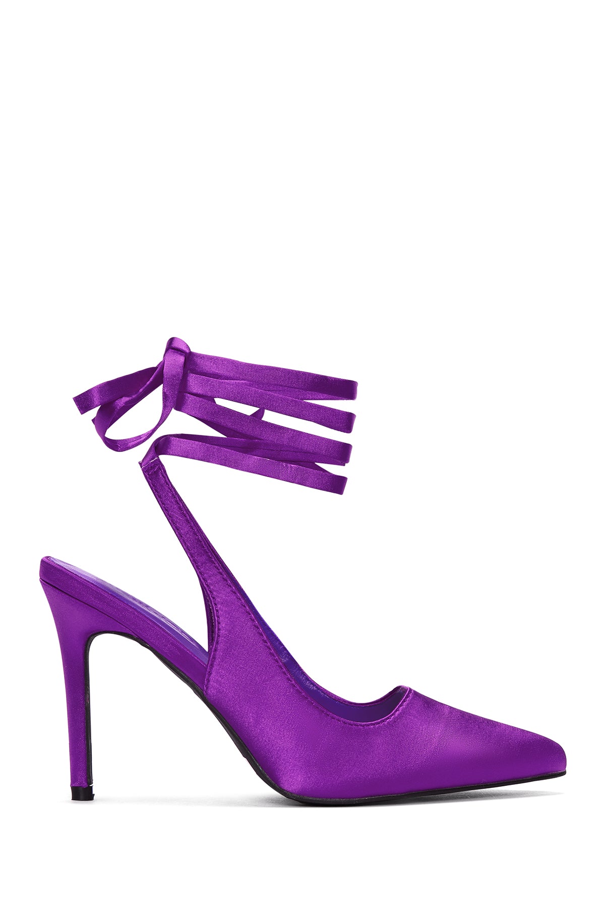 Women's Purple Ankle Strap Satin Heeled Shoes 22SFE49466F | Derimod