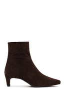 Woman Brown Zip Closure Chunky-Heeled Suede Leather Boots | Derimod