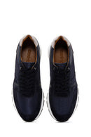 Men's Navy Blue Leather Sneaker | Derimod